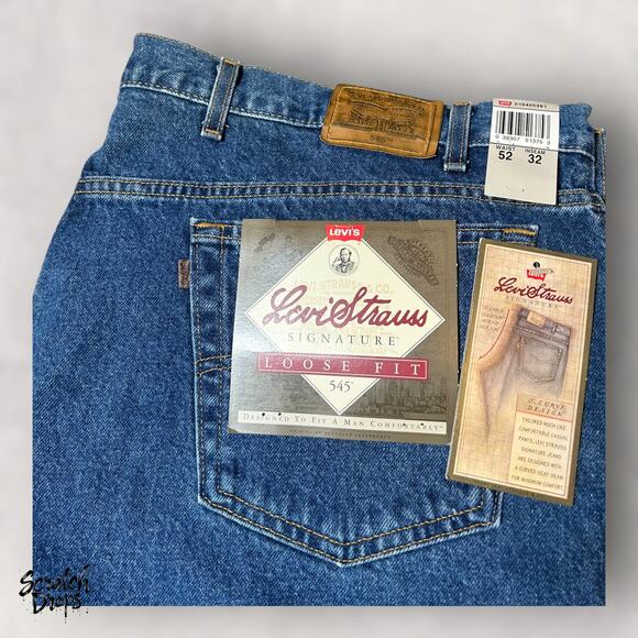 Vintage Levi's Strauss Signature 545 Men's Jeans NWT Deadstock W52 L32 Loose Fit - Picture 1 of 8